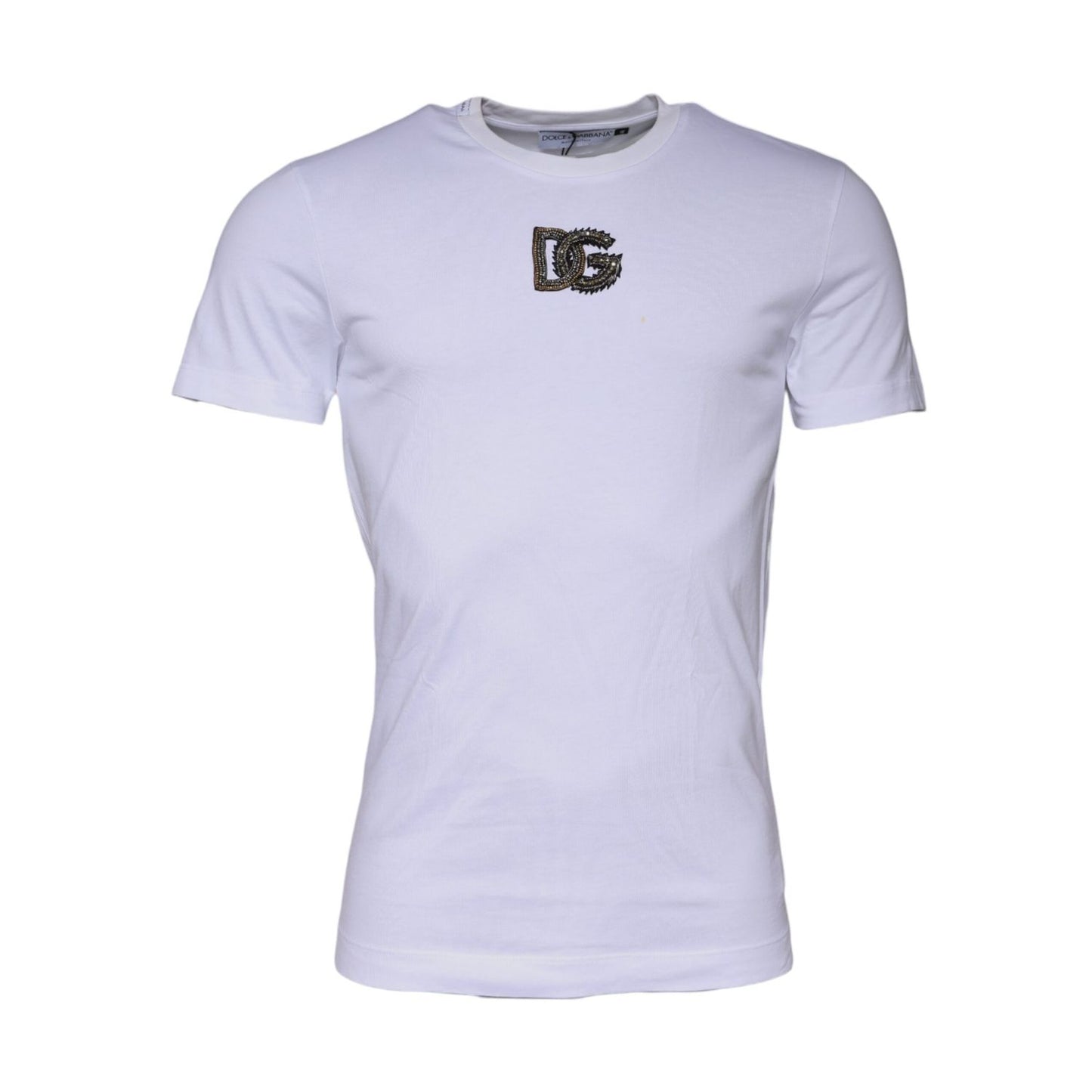 Dolce & Gabbana White DG Logo Cotton Crew Neck T-shirt