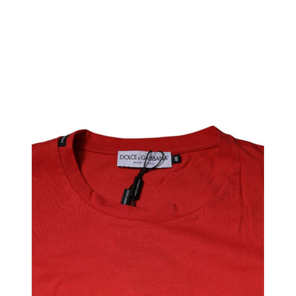 Dolce & Gabbana Red DG Logo Cotton Crew Neck T-shirt