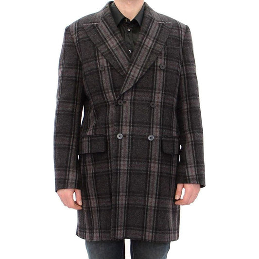 Dolce & Gabbana Gray Double Breasted Coat Jacket GJH10806-1
