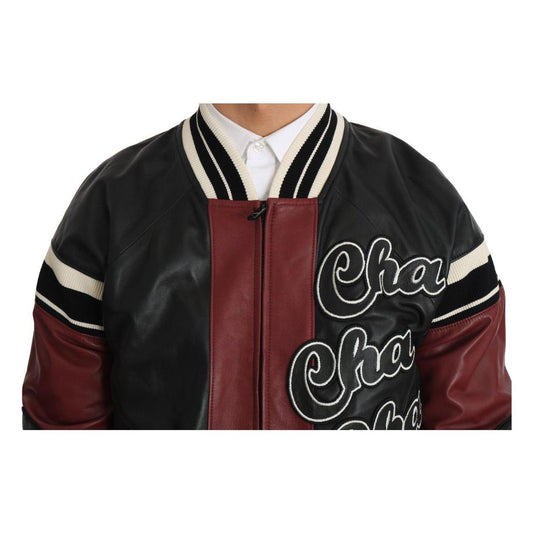 Dolce & Gabbana Leather Club Lounge Black Red Jacket JKT1103-1