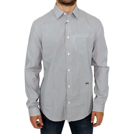 GF Ferre Gray Striped Cotton Casual Shirt SIG10250-1