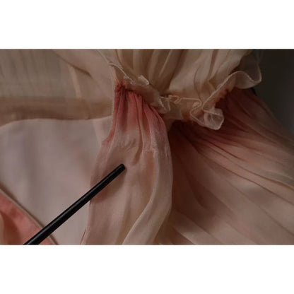 Alberta Ferretti Pink Sleeveless Pleated A-line Maxi Dress