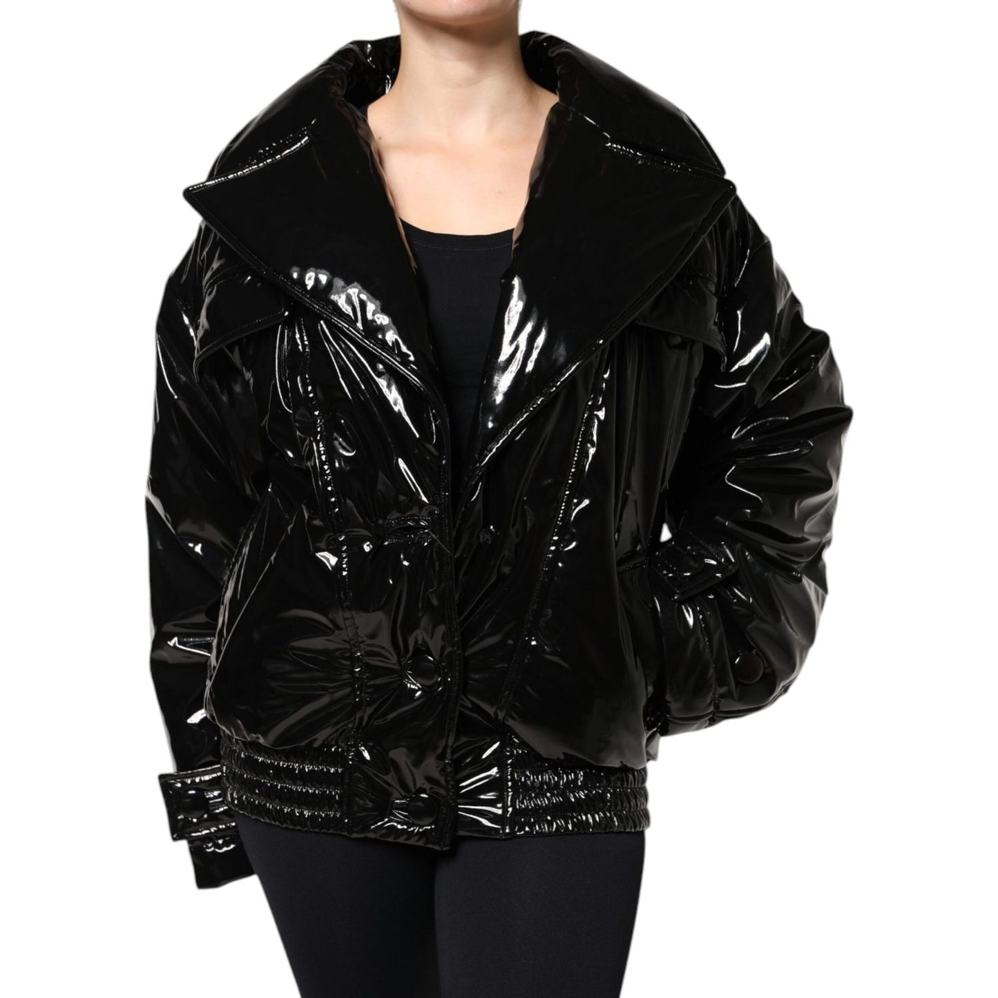 Dolce & Gabbana Black Polyester Button Down Blouson Jacket