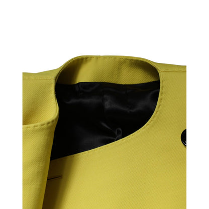 Dolce & Gabbana Lemon Yellow Wool Long Sleeves Cropped Coat Jacket