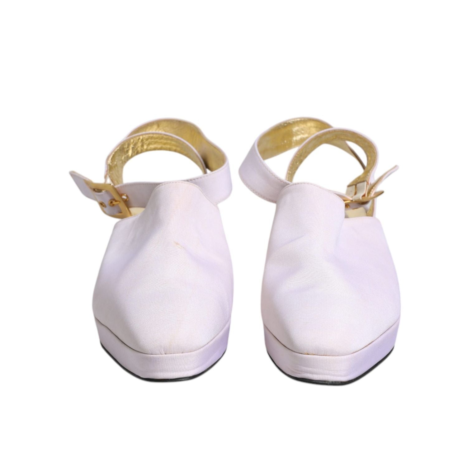 Dolce & Gabbana Off White Block Heel Slingback Sandals Shoes