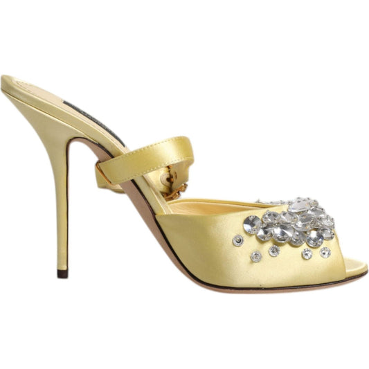Dolce & Gabbana Yellow Crystal Slides KEIRA Sandals Shoes