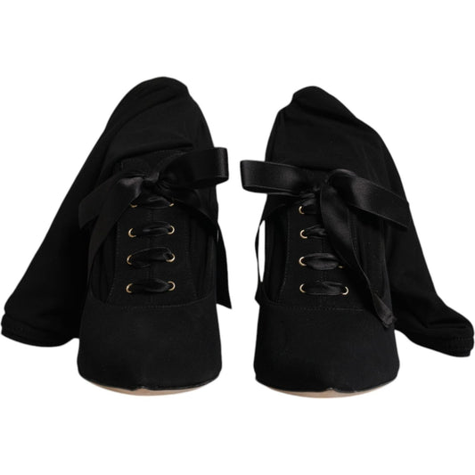 Dolce & Gabbana Black Stiletto Heels Mid Calf Boots Shoes