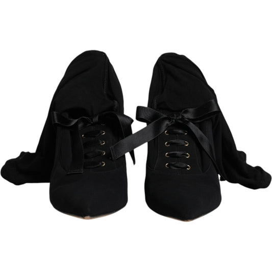 Dolce & Gabbana Black Stiletto Heels Mid Calf Boots Shoes