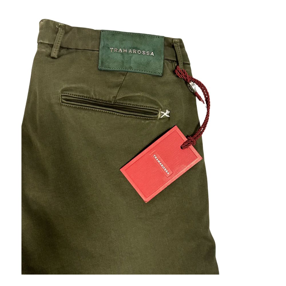 Tramarossa Green Cotton Men Chino Pants