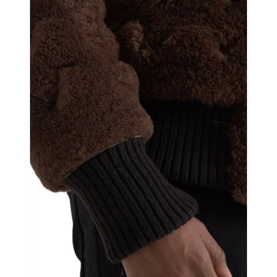 Bottega Veneta Brown Fur Lamb Shearling Coat Jacket