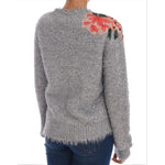 Dolce & Gabbana Silver Cardigan Floral Applique Sweater TSH1901-2