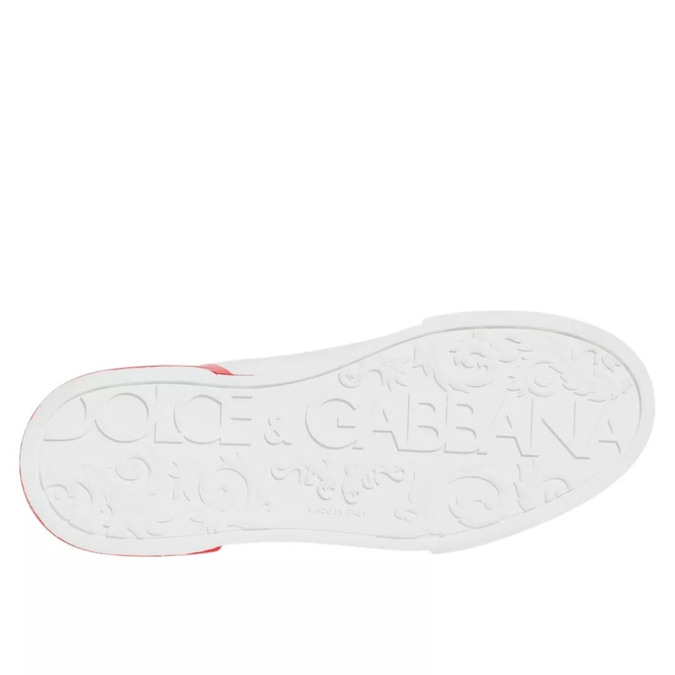 Dolce & Gabbana White Red Portofino Low Top Sneakers Shoes MV7464#4- 42.5