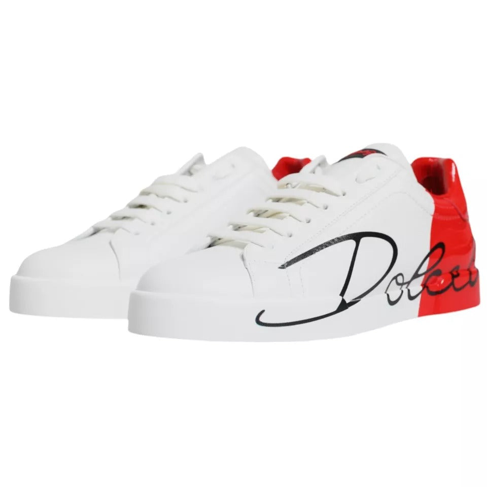 Dolce & Gabbana White Red Portofino Low Top Sneakers Shoes MV7464#5-40