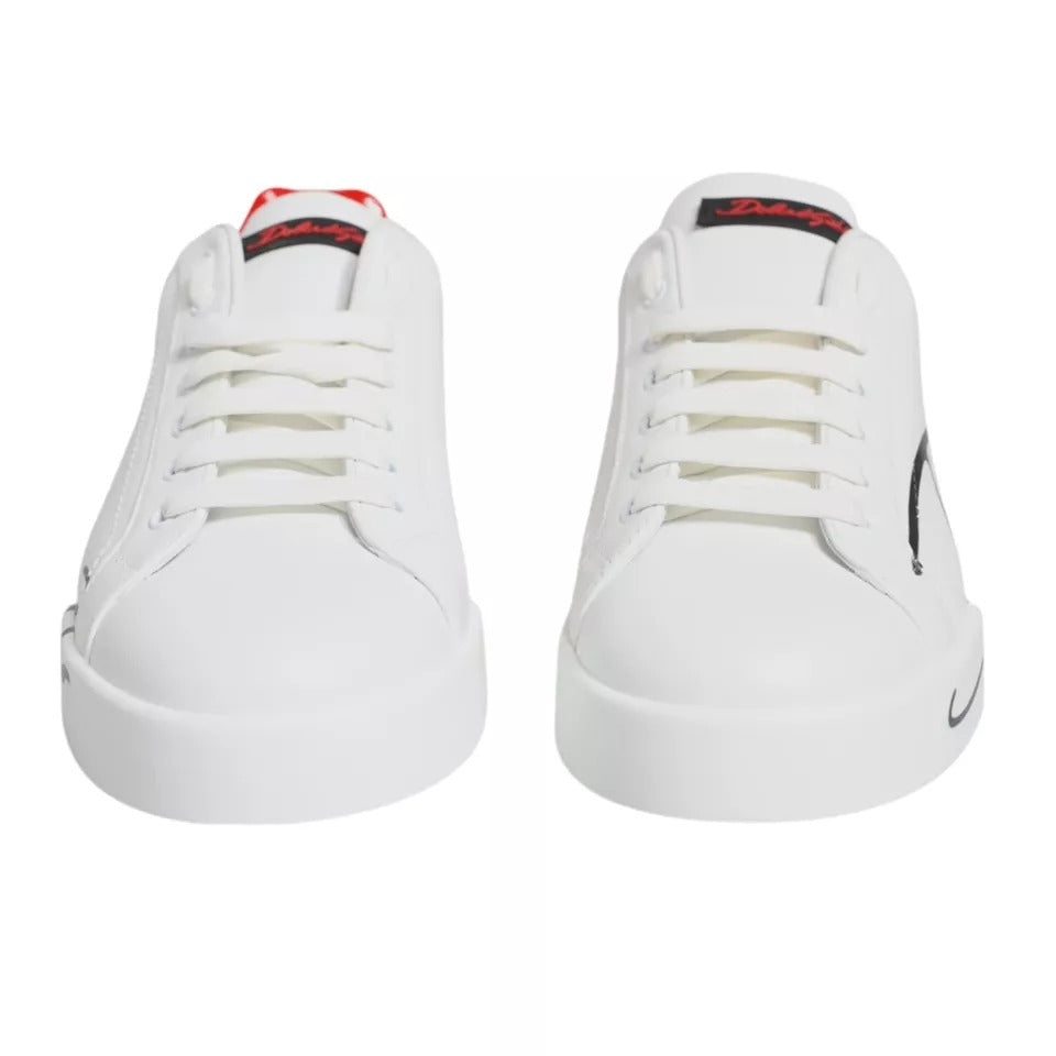 Dolce & Gabbana White Red Portofino Low Top Sneakers Shoes MV7464#4- 42.5