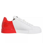 Dolce & Gabbana White Red Portofino Low Top Sneakers Shoes MV7464#4- 42.5