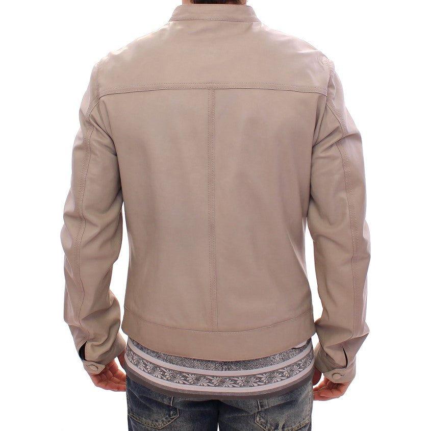 Dolce & Gabbana Beige Leather Jacket Biker Coat GSD12709-1