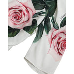 Dolce & Gabbana White Roses Print Stretch Silk Pleated Dress DR281035-40