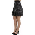 Dolce & Gabbana Black Check Flounce Detailed Wool Mini Skirt SKI1175-38