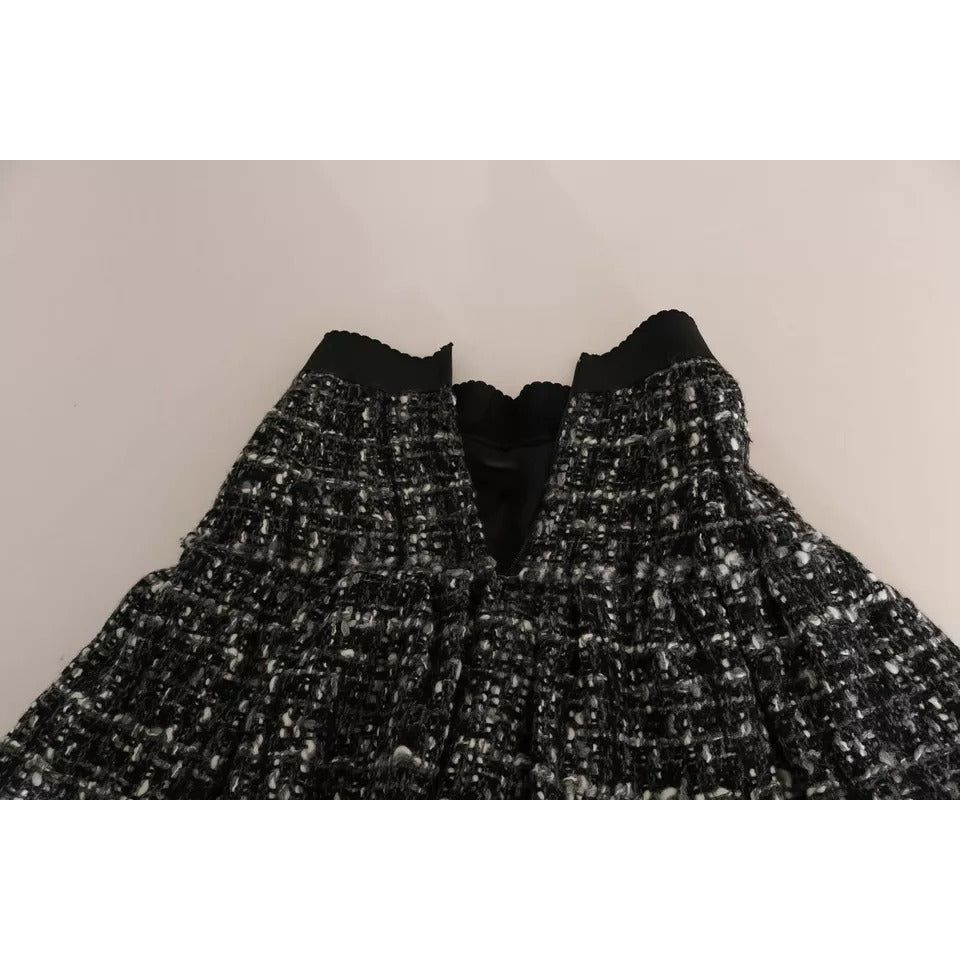 Dolce & Gabbana Black Check Flounce Detailed Wool Mini Skirt SKI1175-38