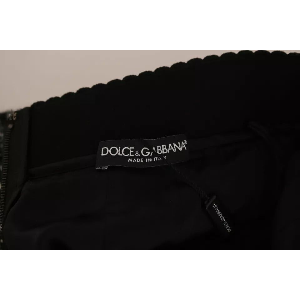 Dolce & Gabbana Black Check Flounce Detailed Wool Mini Skirt SKI1175-38