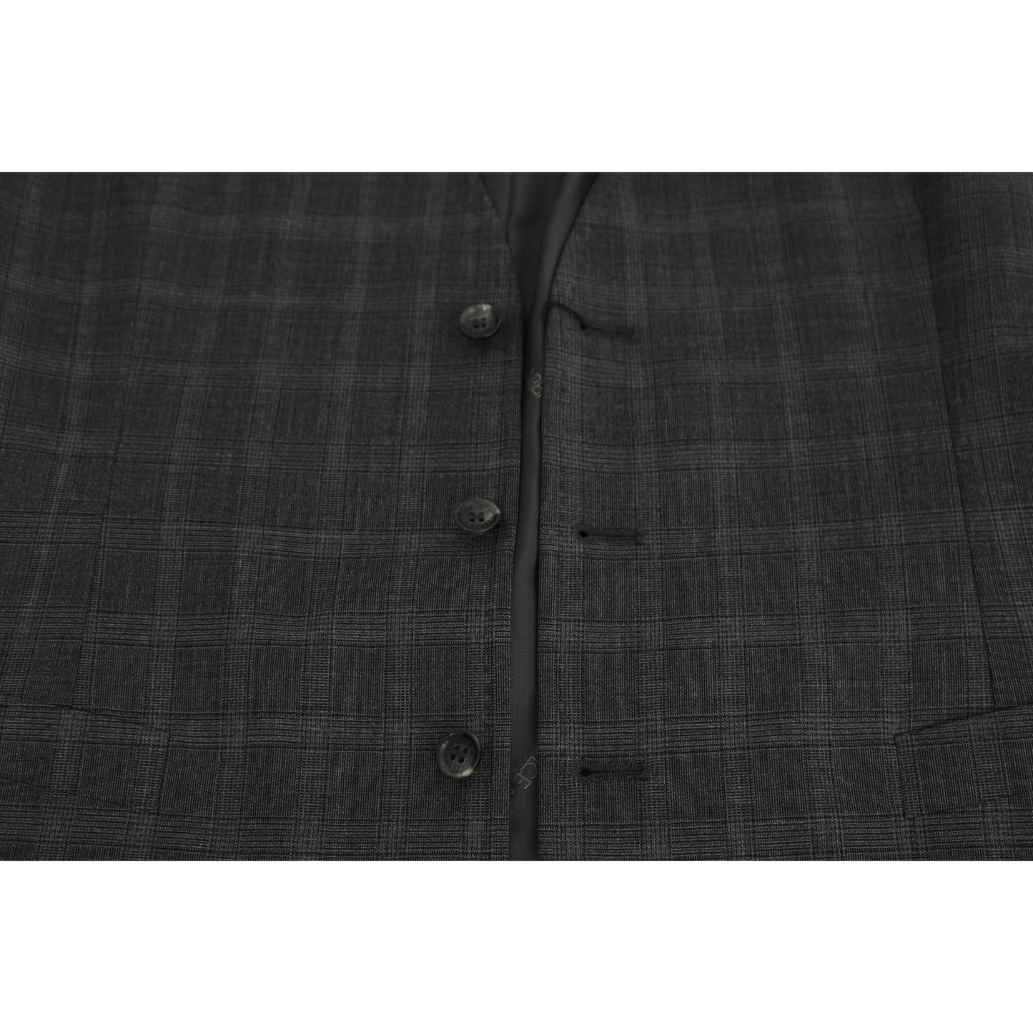 Dolce & Gabbana Gray Wool STAFF Checkered Stretch Vest TSH2424-1