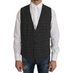 Dolce & Gabbana Gray Wool STAFF Checkered Stretch Vest TSH2424-1