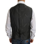 Dolce & Gabbana Gray Wool STAFF Checkered Stretch Vest TSH2424-1