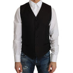 Dolce & Gabbana Black Silk Dress Waistcoat TSH2428-1