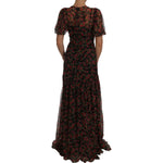 Dolce & Gabbana Black Floral Roses A-Line Shift Gown DR1449-2