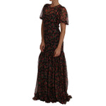 Dolce & Gabbana Black Floral Roses A-Line Shift Gown DR1449-2