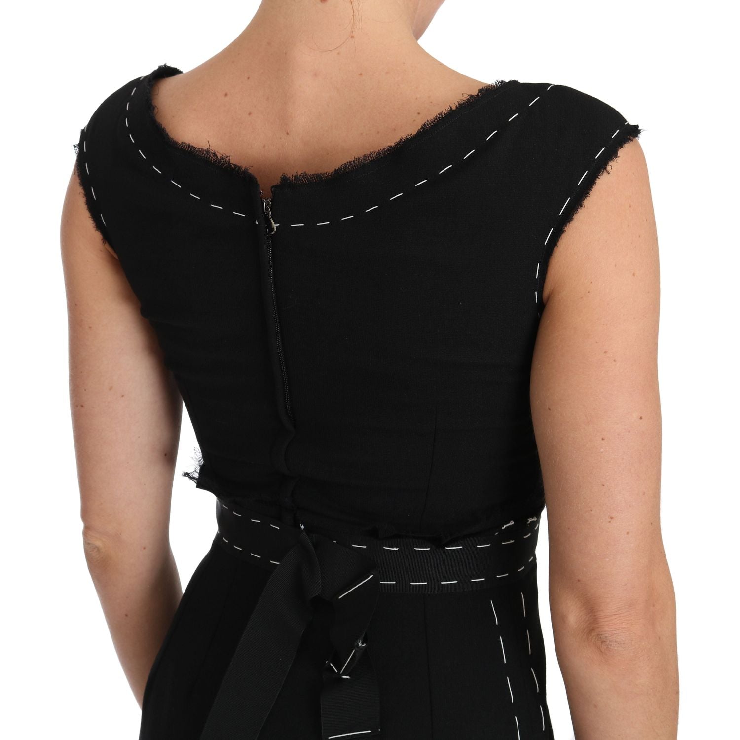 Dolce & Gabbana Black Wool Stretch A-line Sheath Dress