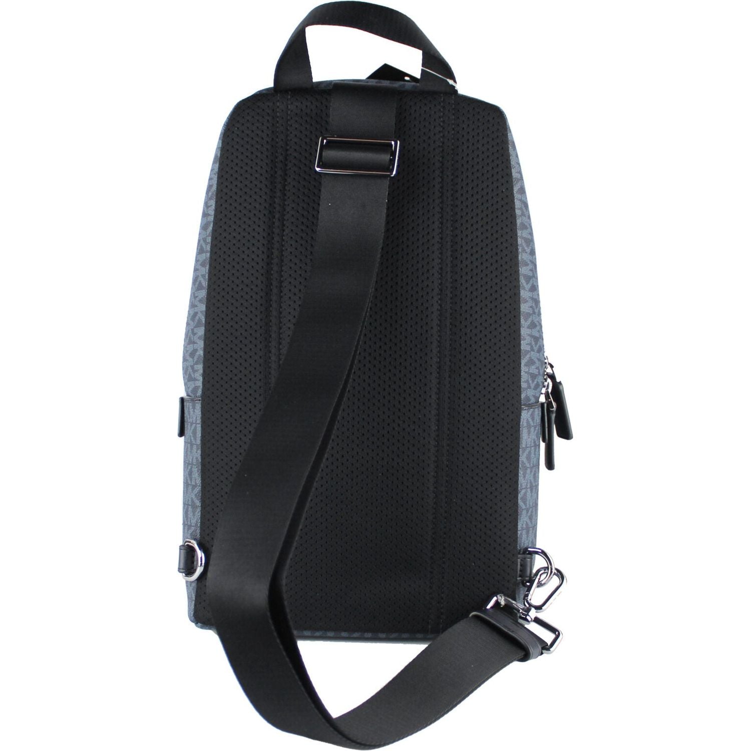 Front view with bag zipped and handles upright.