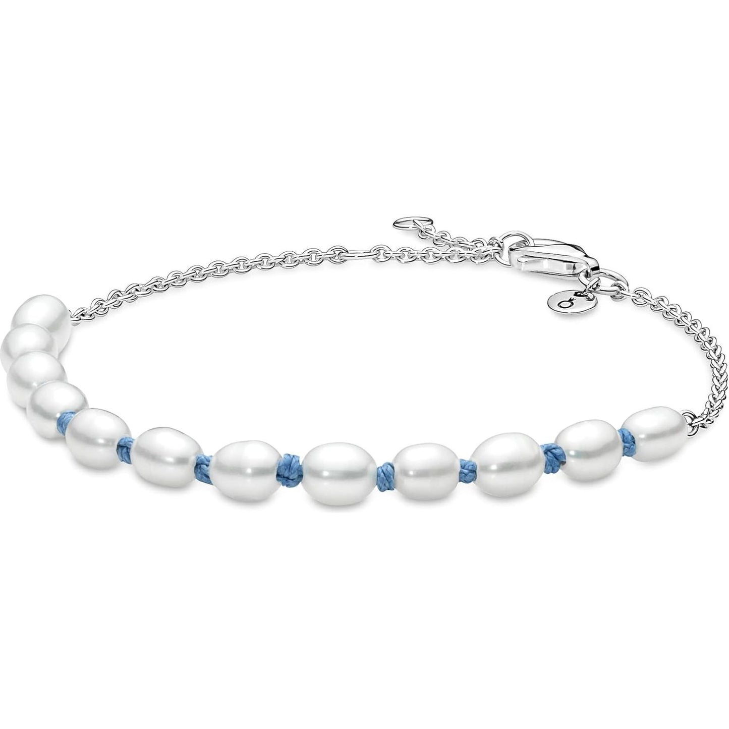 PANDORA JEWELS Mod. TREATED FRESHWATER CULTURED PEARL BLUE CORD - Size 18 591689C01-18
