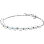 PANDORA JEWELS Mod. TREATED FRESHWATER CULTURED PEARL BLUE CORD - Size 18 591689C01-18