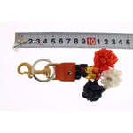 Dolce & Gabbana Brown Gold Raffia Leather Clasp Finder Chain Keyring