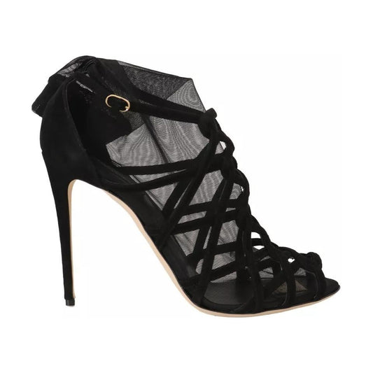 Dolce & Gabbana Black Suede Stilettos Booties Socks Shoes
