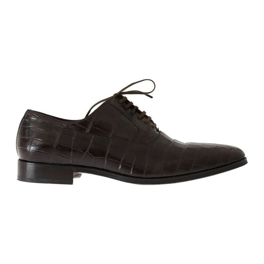 Dolce & Gabbana Brown Patterned Leather Dress Formal Shoes 1728,67345645728,Brown,Dolce & Gabbana,EU44/US11,Formal - Men - Shoes,Material: 100% exotic skin leather,Men,Men - Shoes,Preowned / Defect,Shoes Dolce & Gabbana MV1723-44