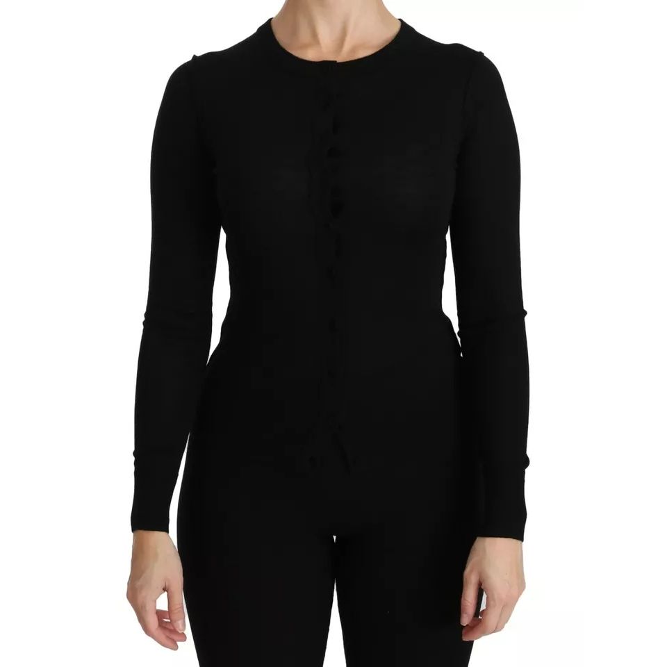 Dolce & Gabbana Black Virgin Wool Long Sleeve Top Blouse Top