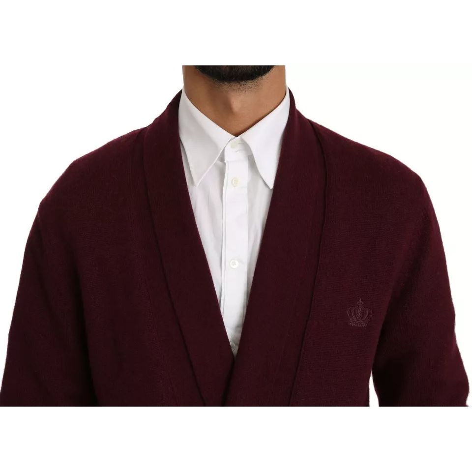 Dolce & Gabbana Bordeaux Cashmere Crown Cardigan Sweater
