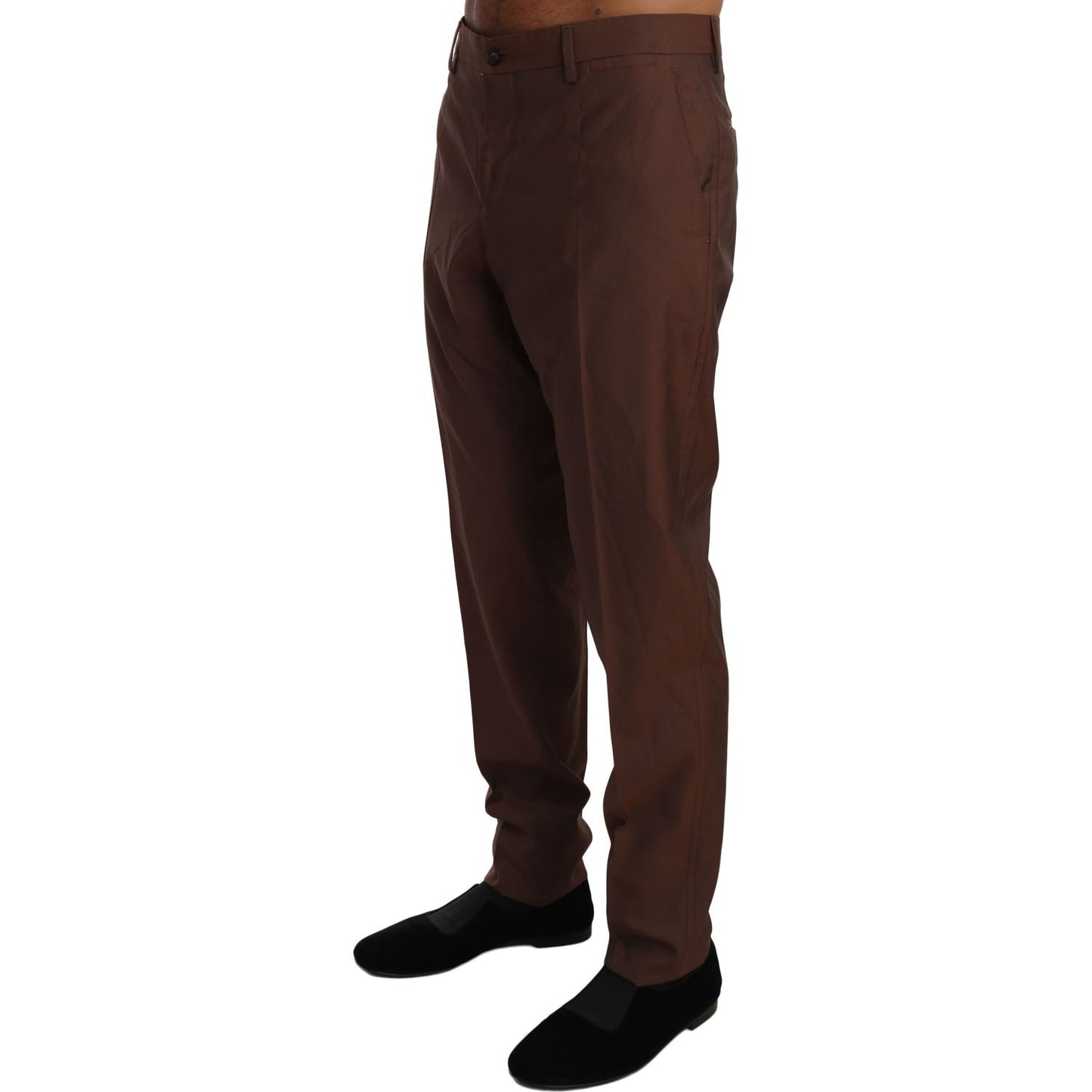 Dolce & Gabbana Brown Wool Silk Formal Trousers Pants PAN61143-54