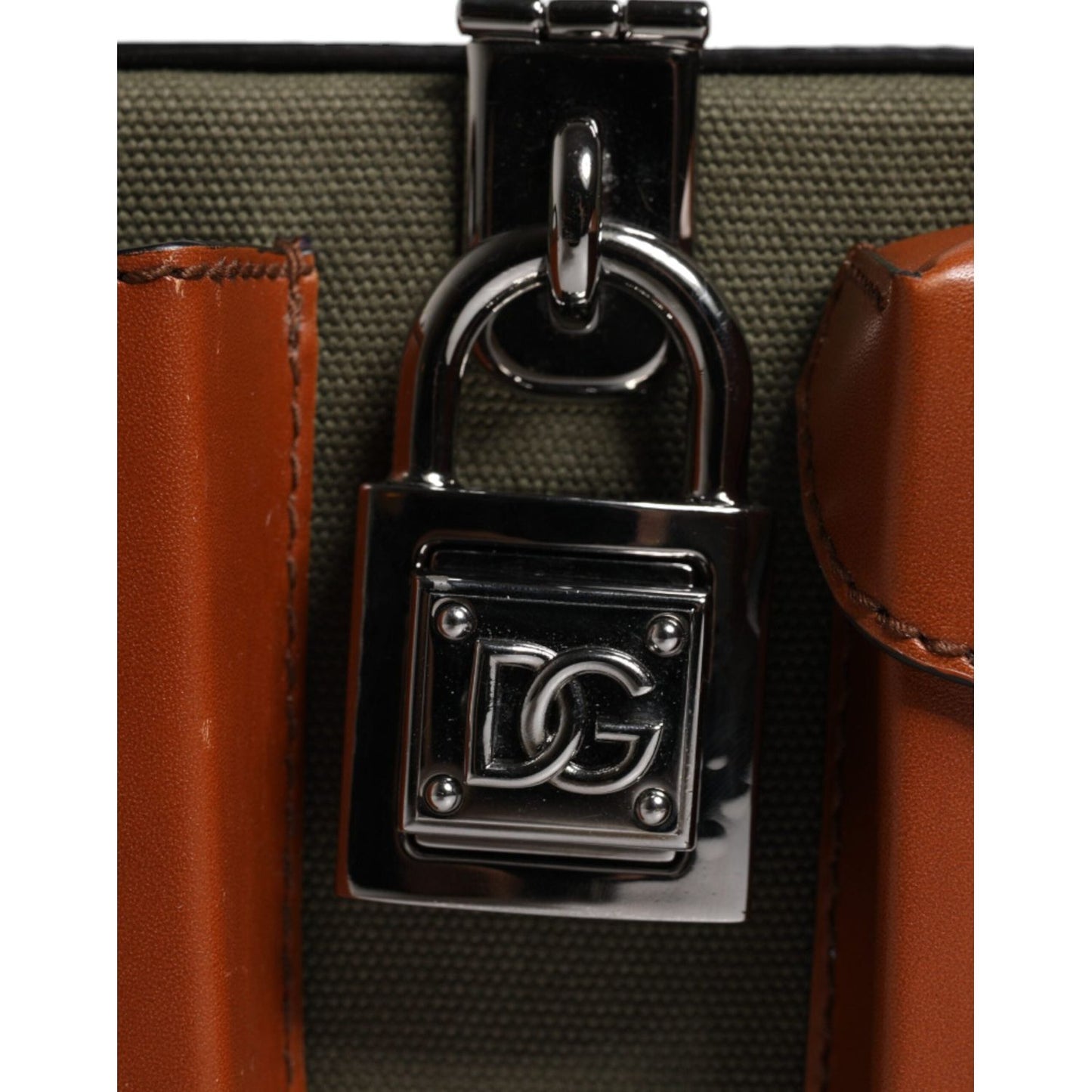 Dolce & Gabbana Green Brown Leather Clutch Purse Bag BAG4177