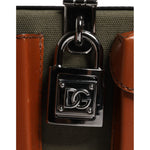 Dolce & Gabbana Green Brown Leather Clutch Purse Bag BAG4177