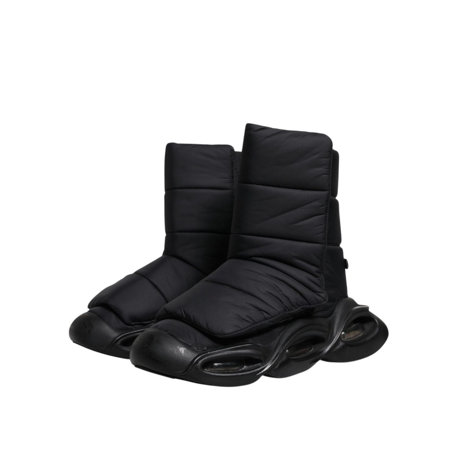 Dolce & Gabbana Black Slip On Wave Quilted Sneakers Shoes