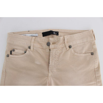 Cavalli Beige Wash Slim Fit Cotton Stretch Jeans Jeans & Pants