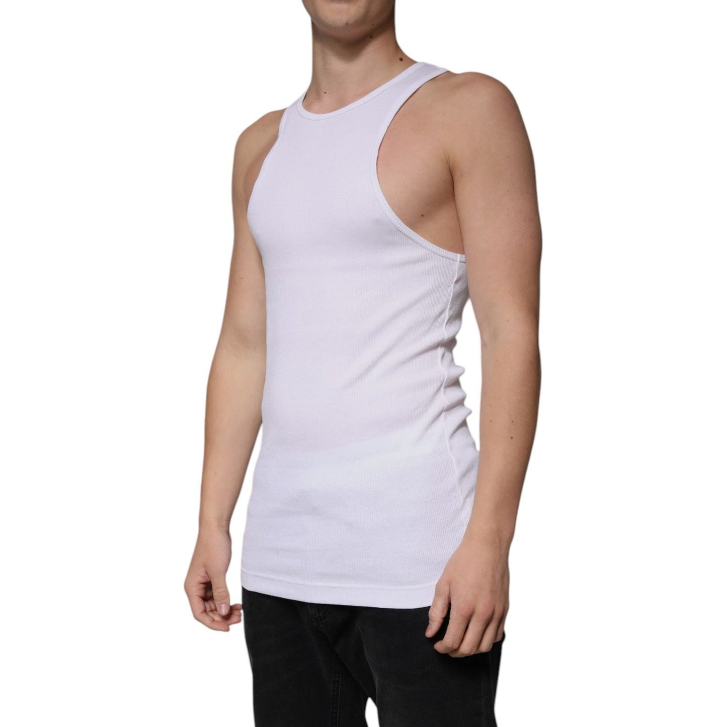 Dolce & Gabbana White Cotton Sleeveless Round Neck Tank T-shirt TSH87372-50