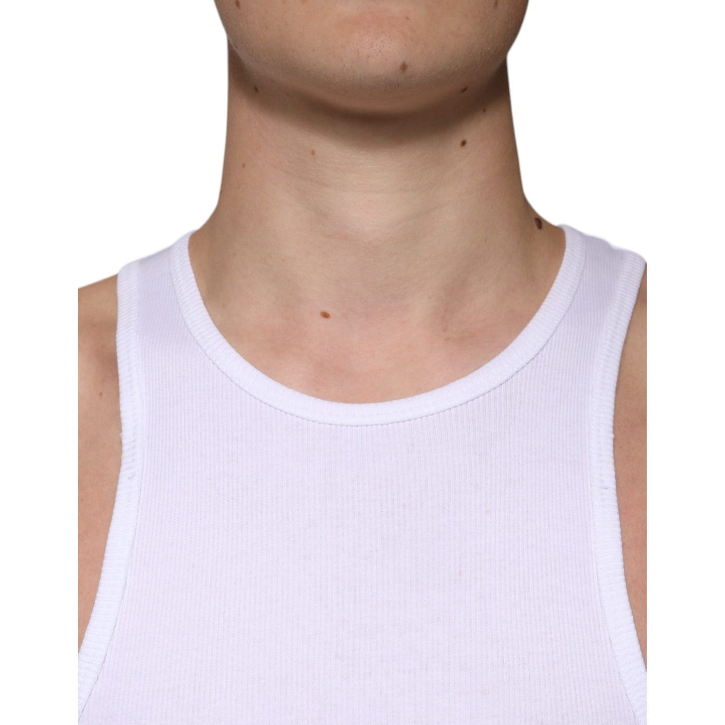 Dolce & Gabbana White Cotton Sleeveless Round Neck Tank T-shirt TSH87372-50
