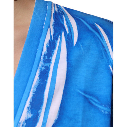 Dolce & Gabbana Blue Cotton V-neck Short Sleeves T-shirt