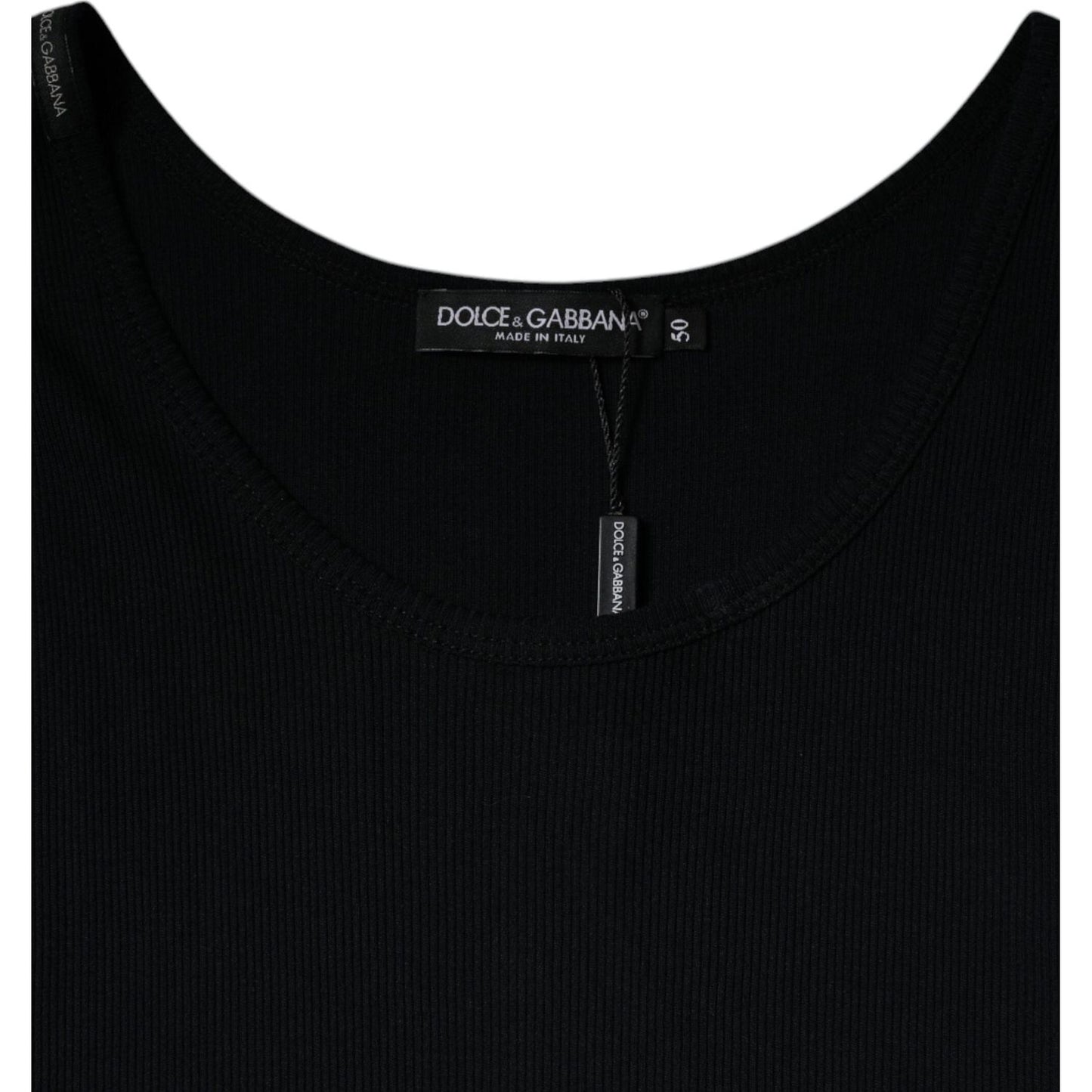 Dolce & Gabbana Black Cotton Sleeveless Round Neck Tank T-shirt