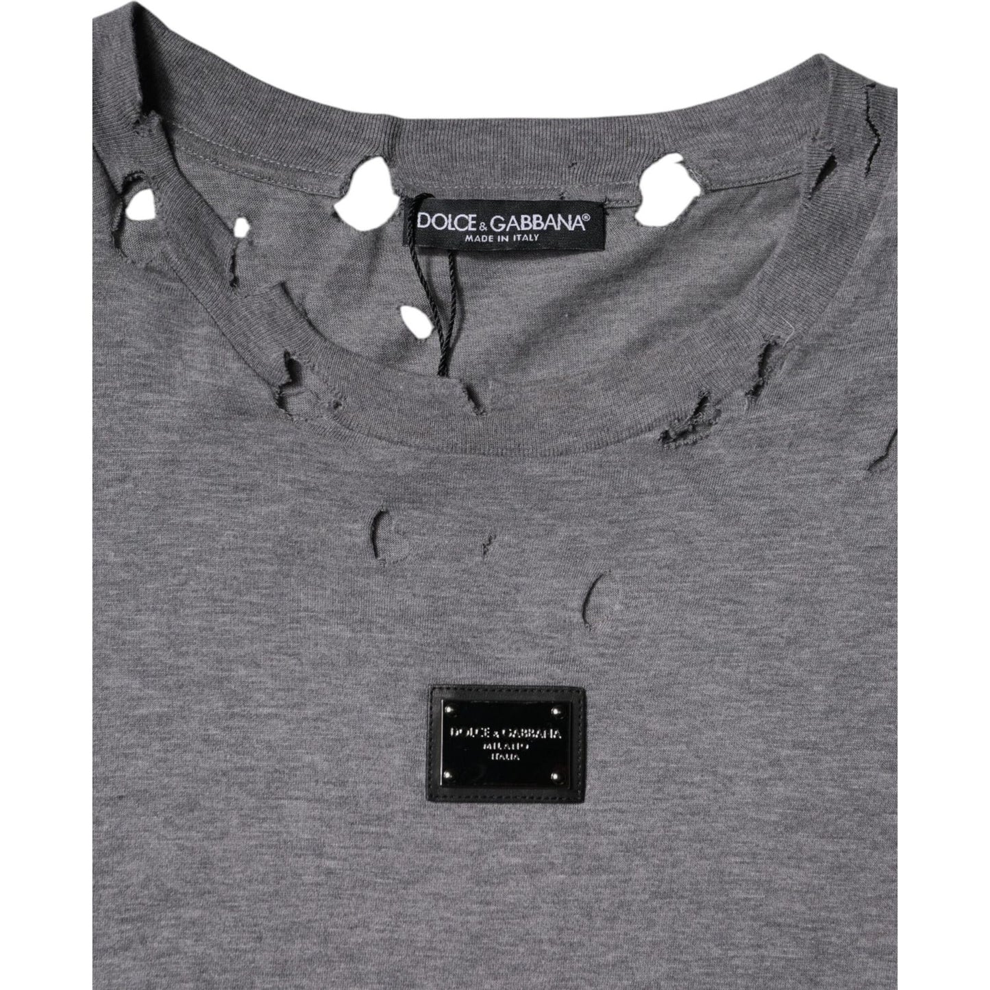 Dolce & Gabbana Gray Logo Crew Neck Short Sleeves T-shirt TSH87463-54