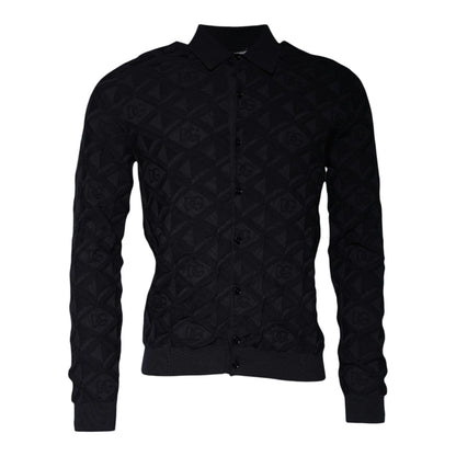 Dolce & Gabbana Black Silk Crew Neck Men Cardigan Sweater